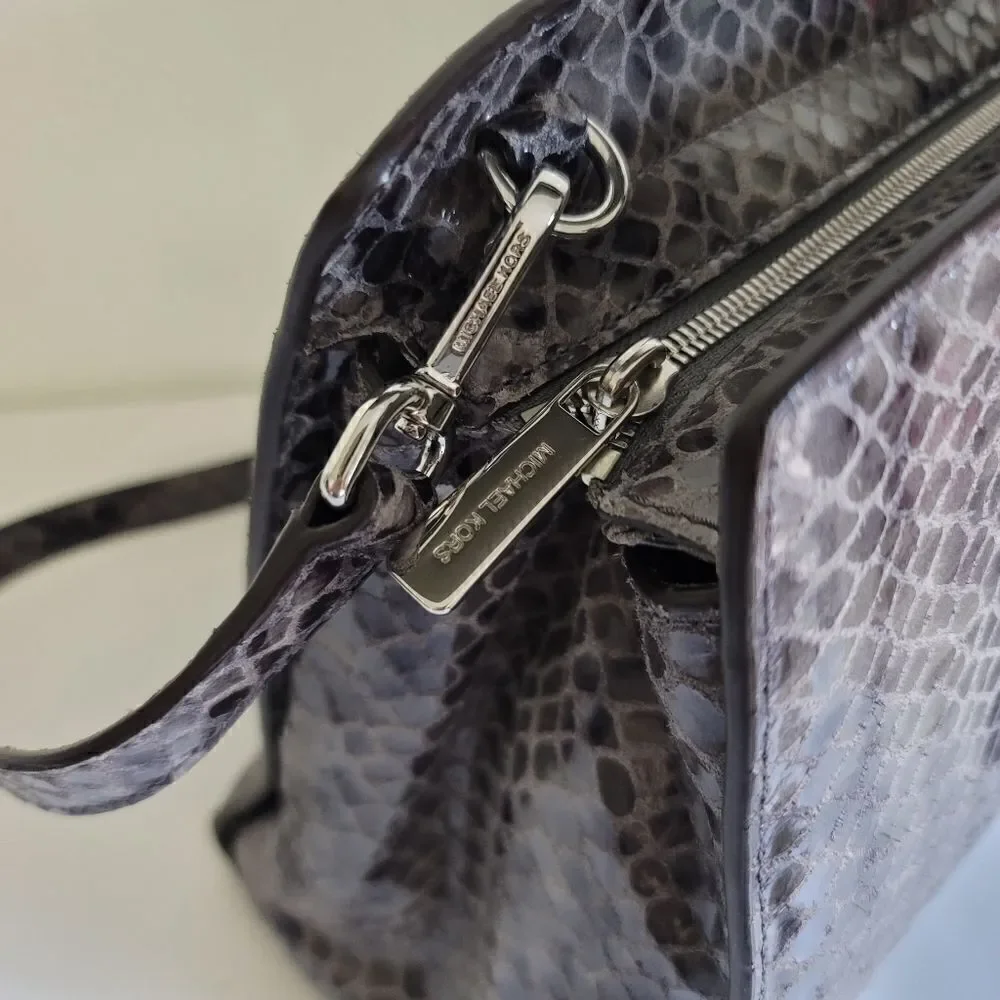 Michael Michael Kors Grey Snake Embossed Leather Medium Selma Tote